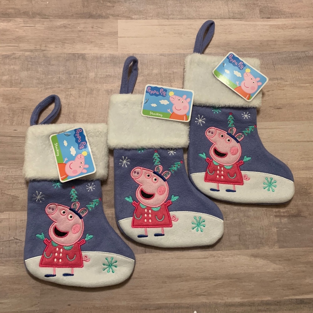 Peppa Pig Miniature Christmas Stockings 3pc NWT